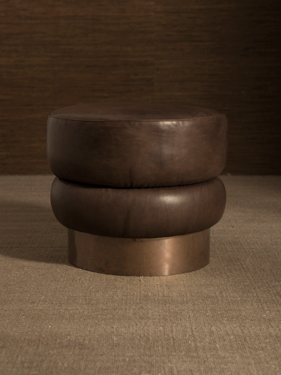 Chromo Mink leather pouf