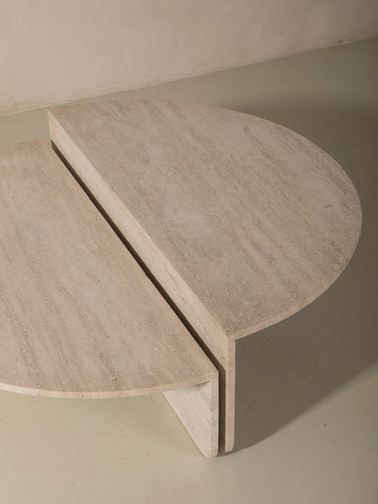 Lune travertine table set