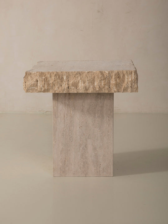 Rectangular travertine side tables