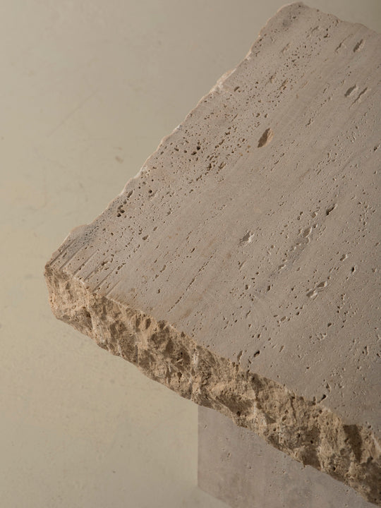 Rectangular travertine side tables