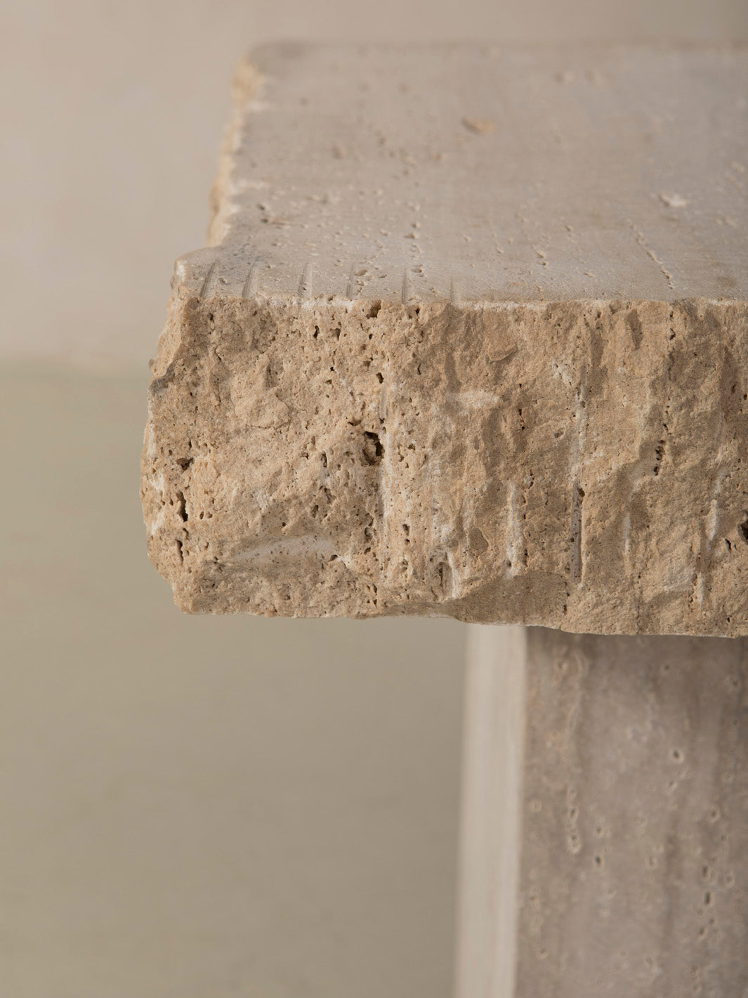 Rectangular travertine side tables