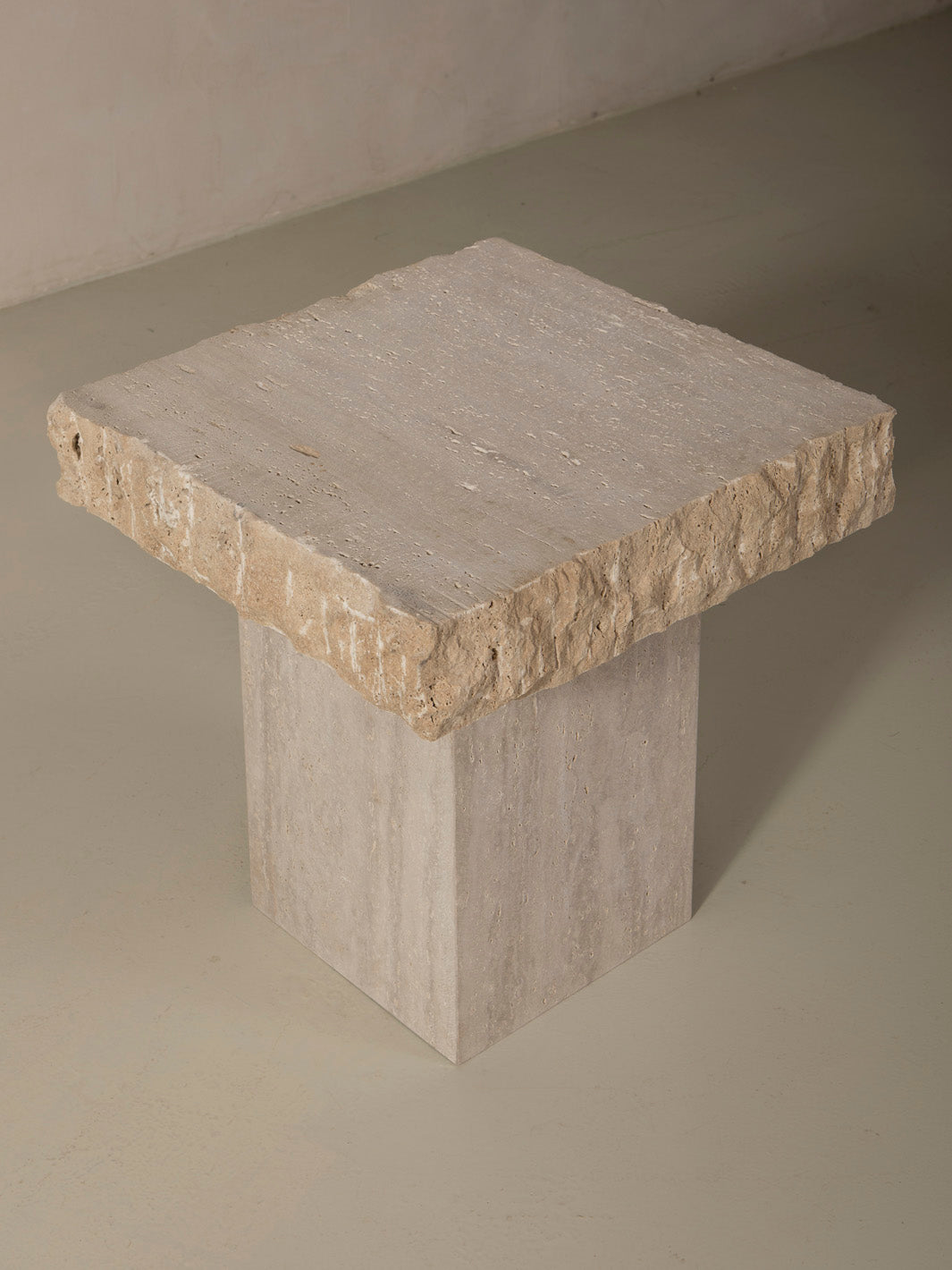 Rectangular travertine side tables