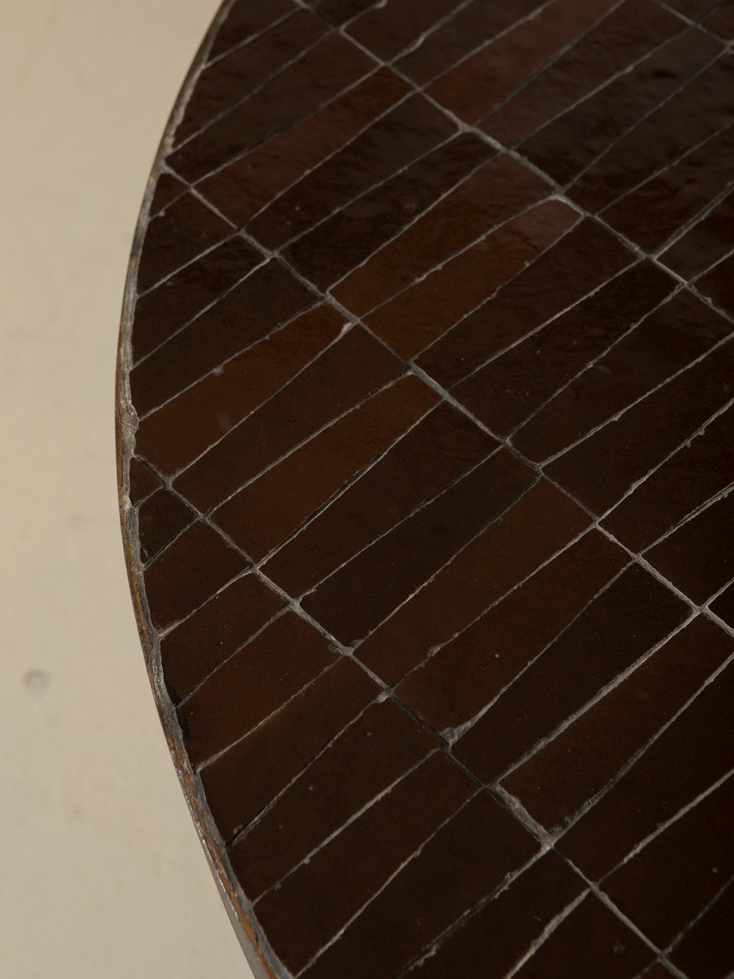 Zellige and iron brown round coffee table 60cm