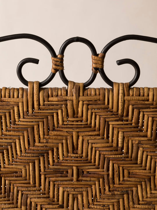 Italian rattan and iron bench from the 60s