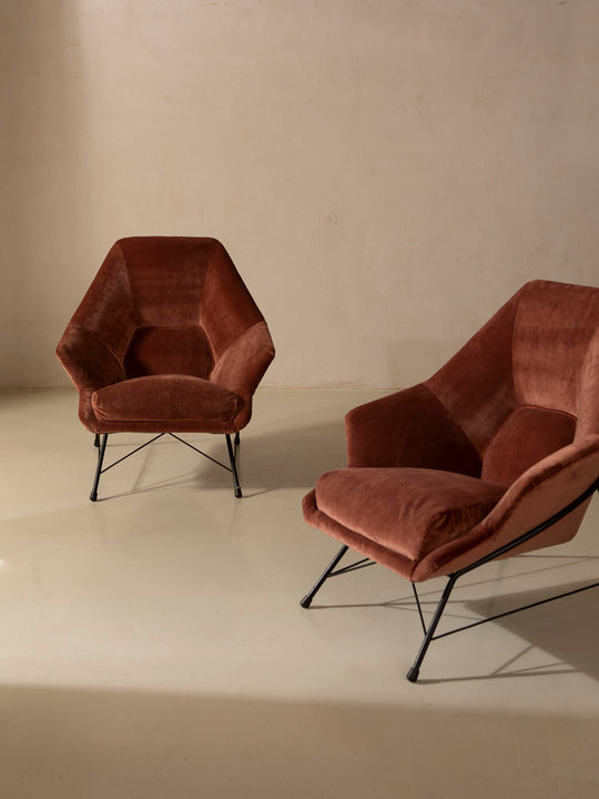 Magnolia armchairs, Italy, 1960s, UPHOLSTERER