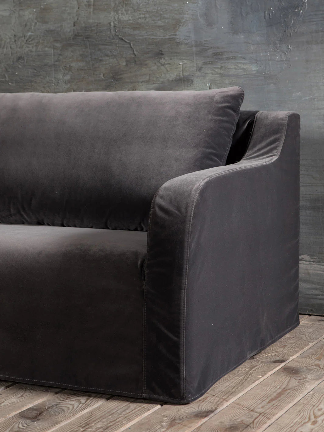 Fauteuil Comporta Velours Gris Anthracite