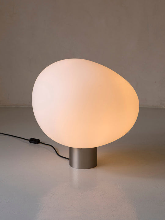 Lámpara de murano blanca base cromada