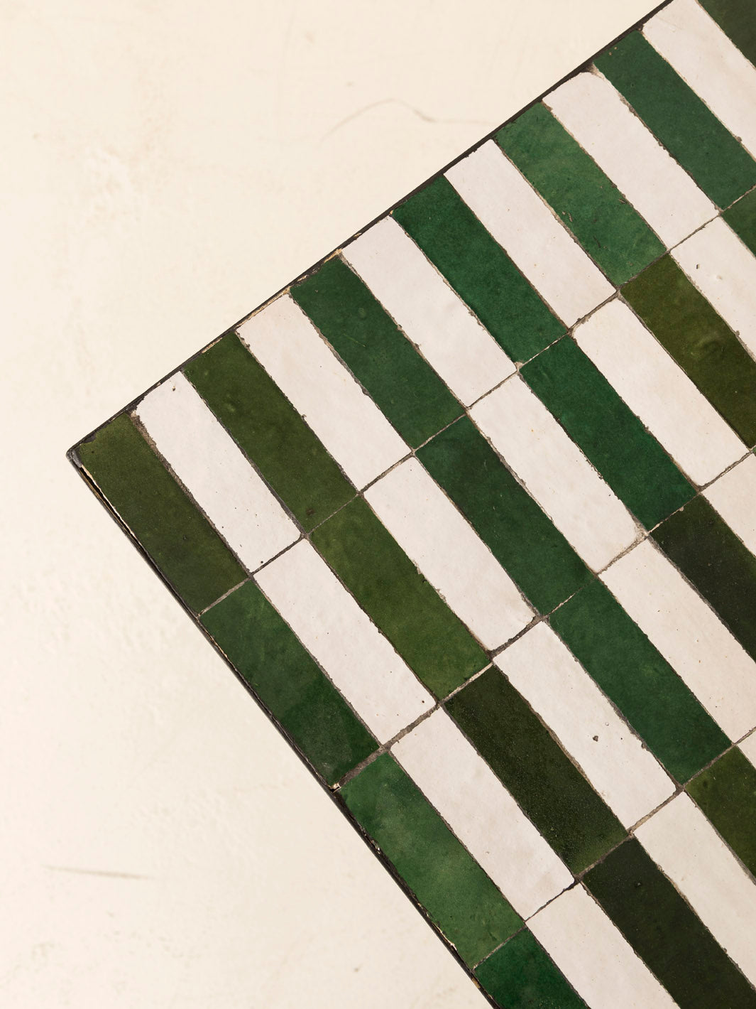Zellige coffee table green and white stripes 120x80cm