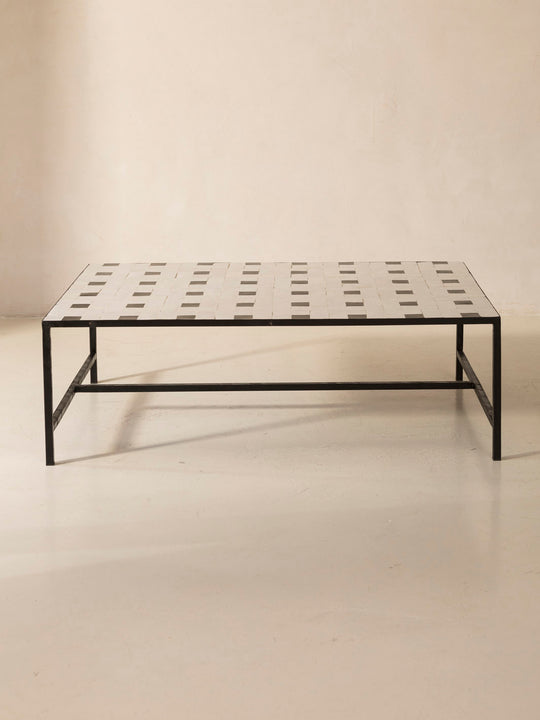 Table basse Zellige Damero noir et blanc 120x80x40cm