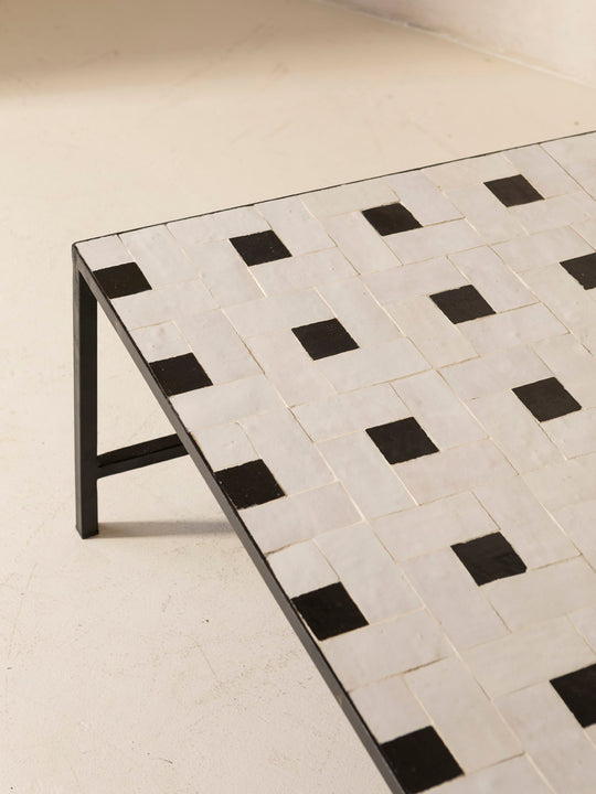 Zellige Damero black and white coffee table 120x80x40cm