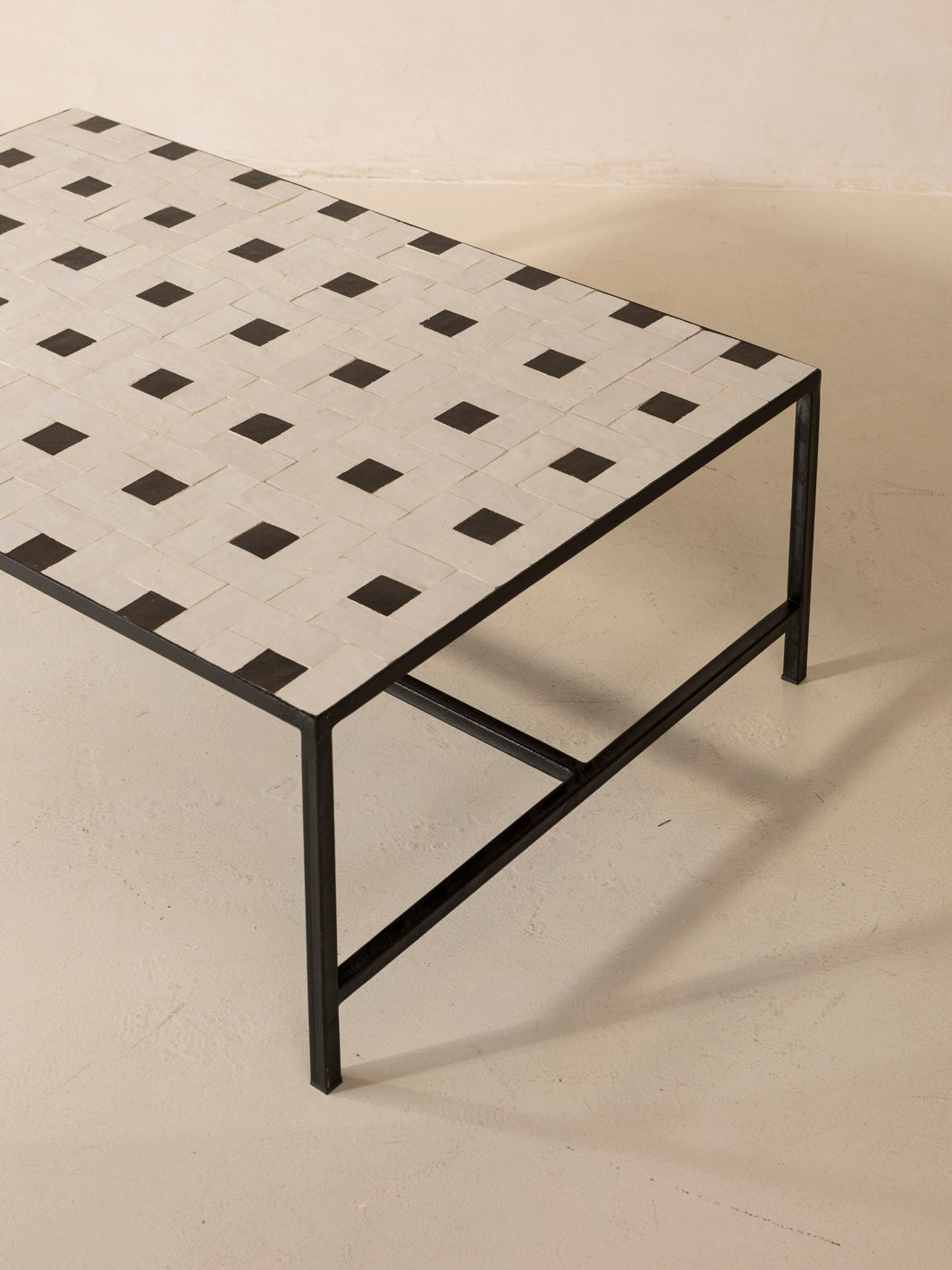 Zellige Damero black and white coffee table 120x80x40cm