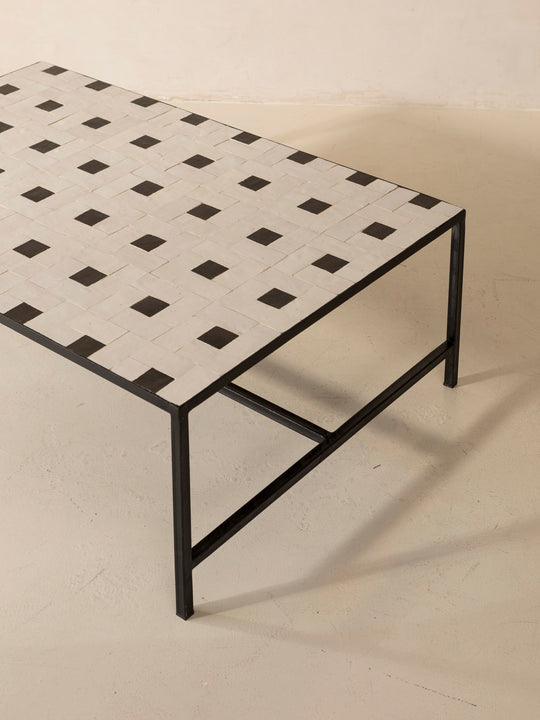 Table basse Zellige Damero noir et blanc 120x80x40cm