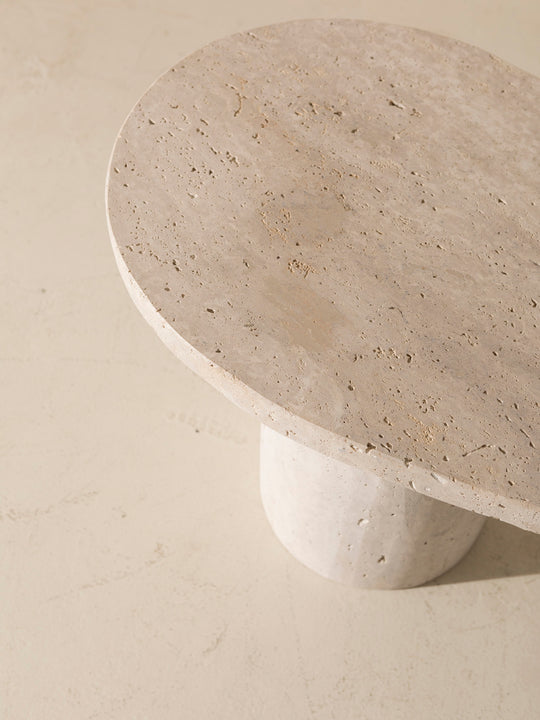 Organic travertine marble table Galet 40H