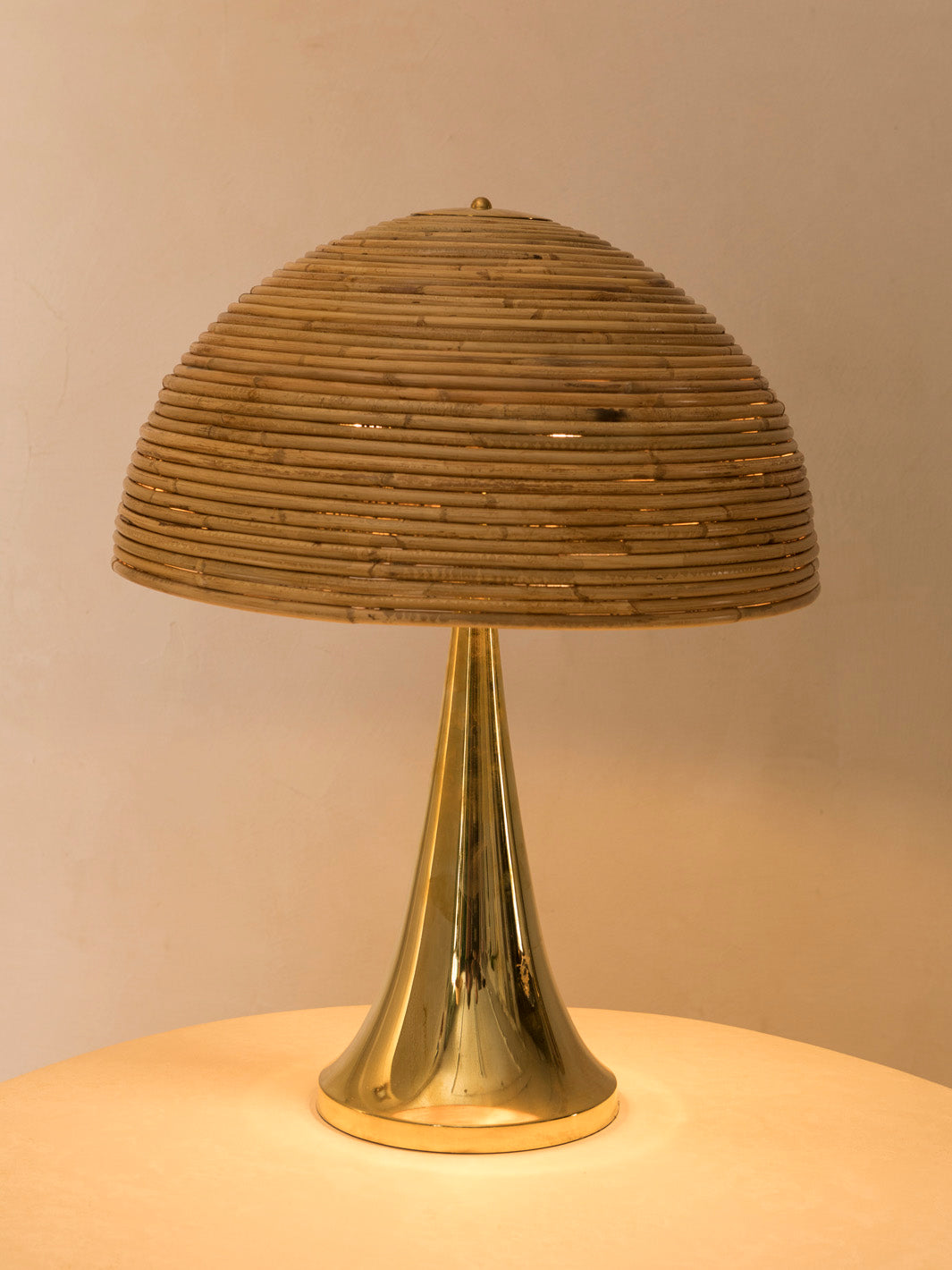 Lámpara bambú y latón Palm Beach Regency Style