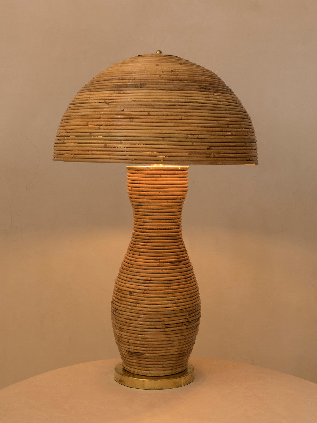 Lampe courbe en bambou italienne