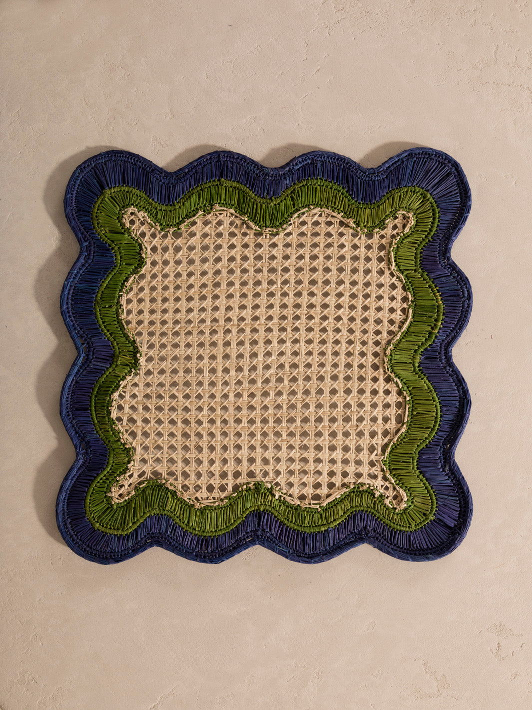 Navy Green Wavy Individual Placemats