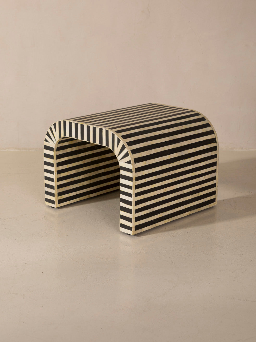 African marquetry curved low table 60x60x45cm