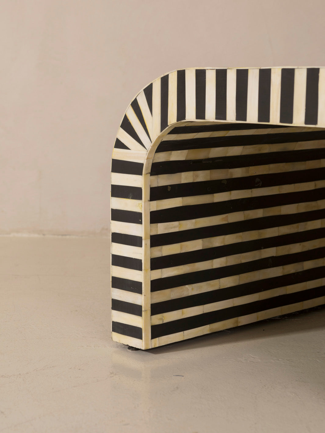 African marquetry curved low table 60x60x45cm