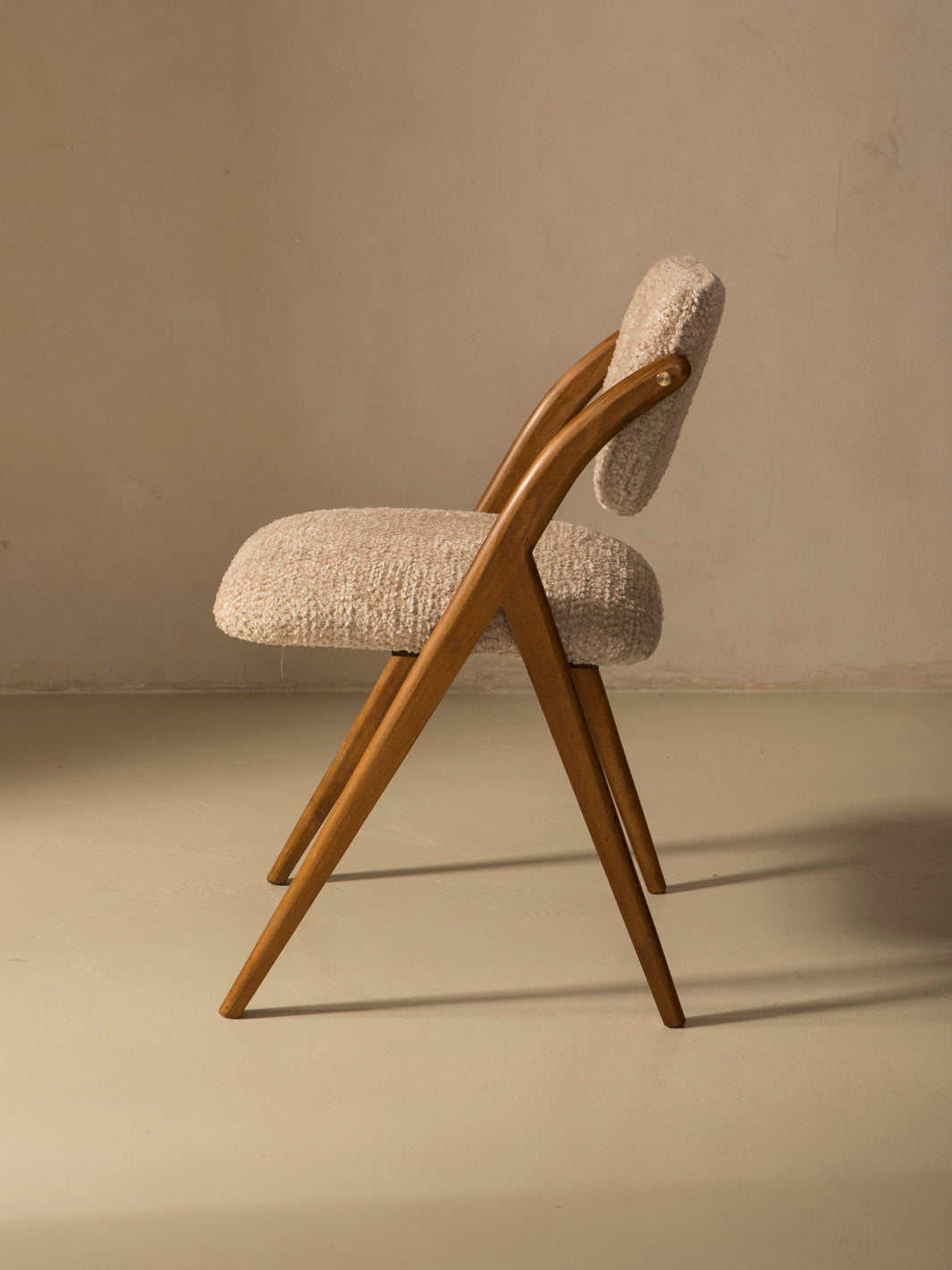 Italian nude bouclé chair