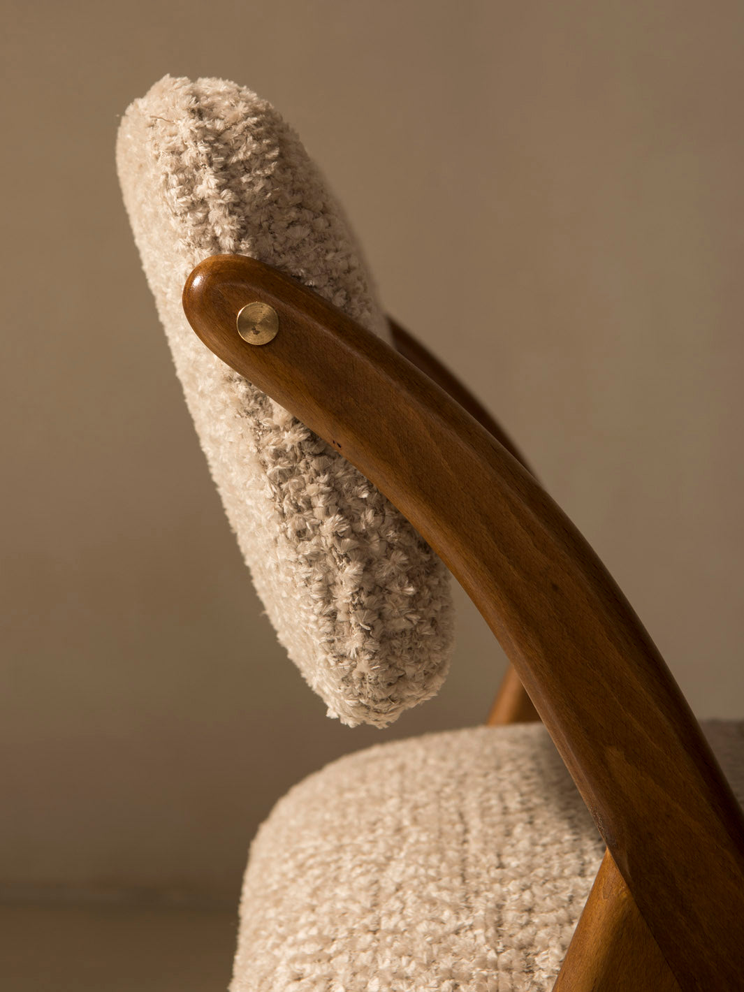 Italian nude bouclé chair
