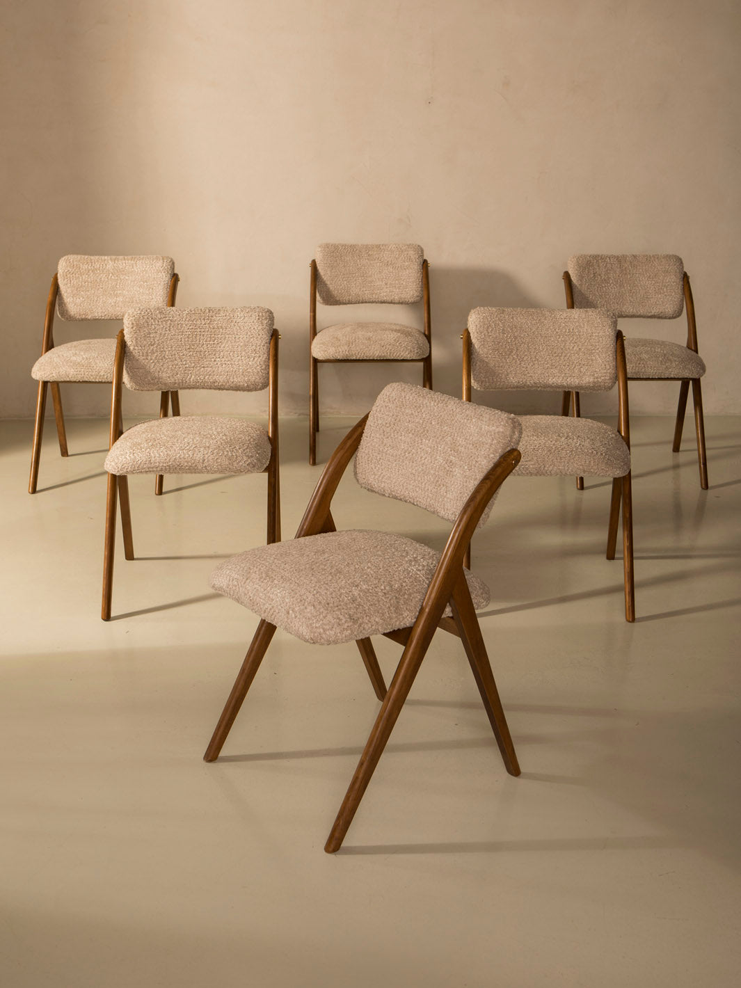 Italian nude bouclé chair