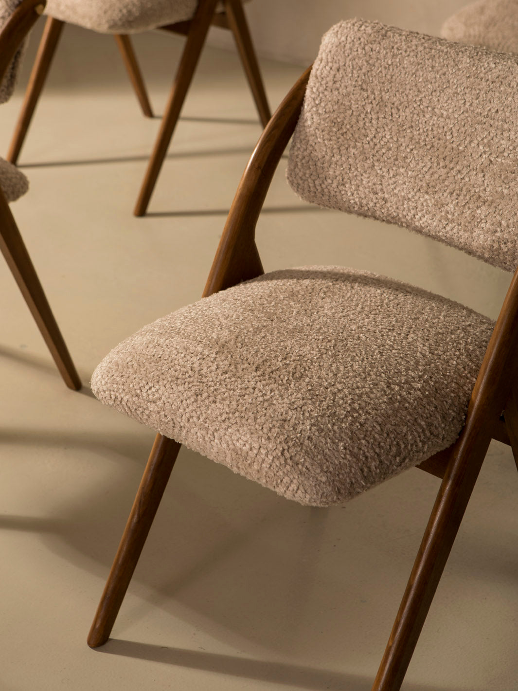 Italian nude bouclé chair