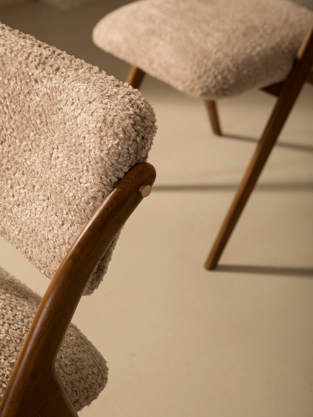 Italian nude bouclé chair