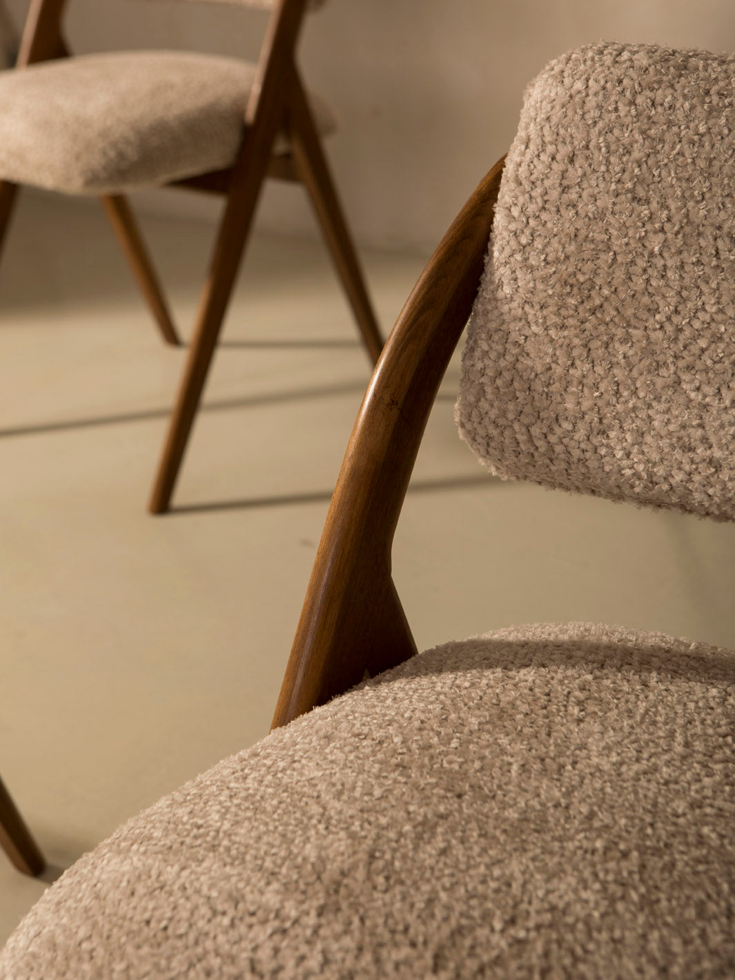 Italian nude bouclé chair