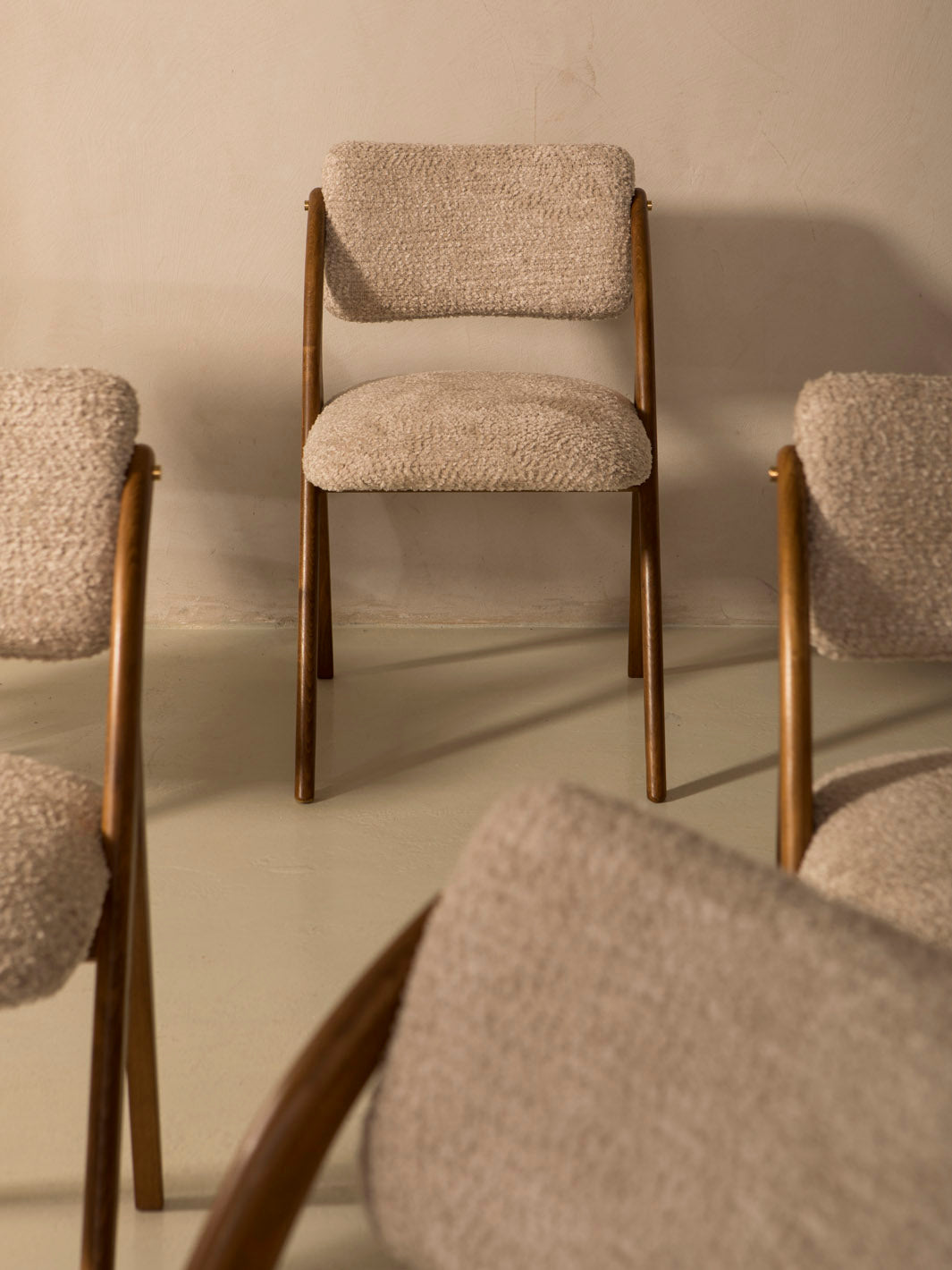 Italian nude bouclé chair