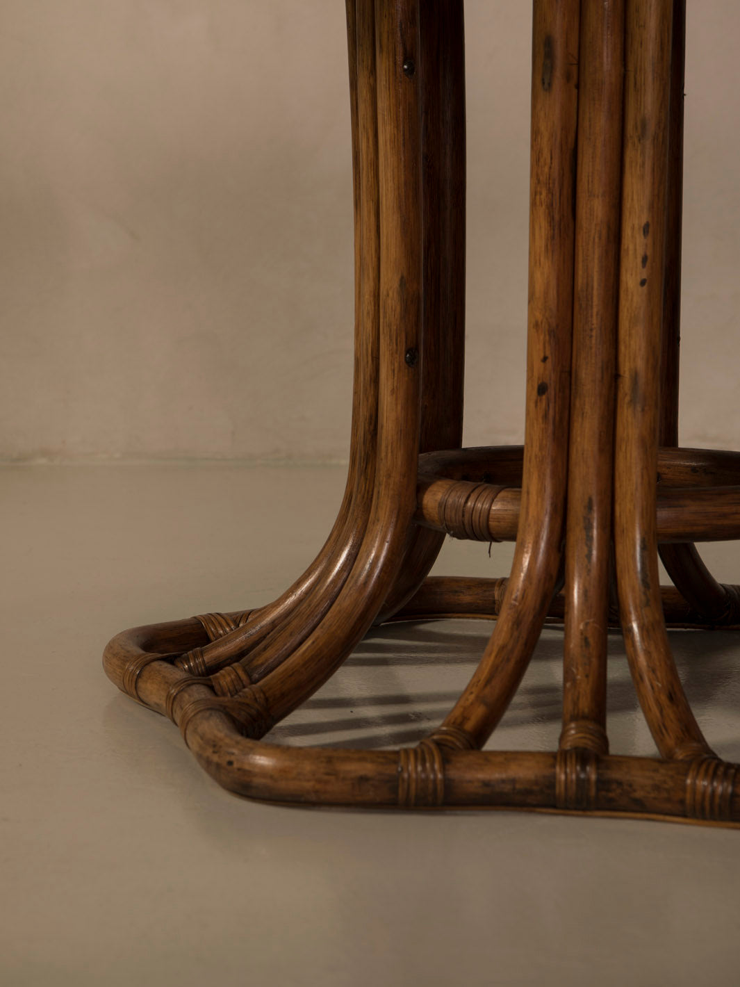 Mesa cristal y bambú años 70