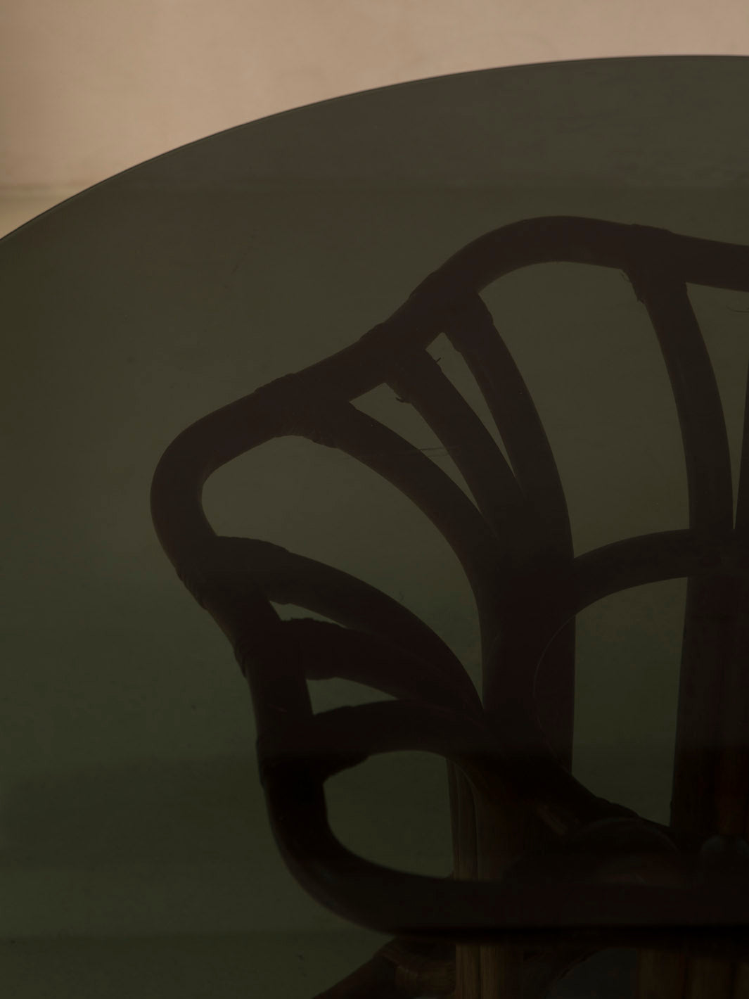 Mesa cristal y bambú años 70