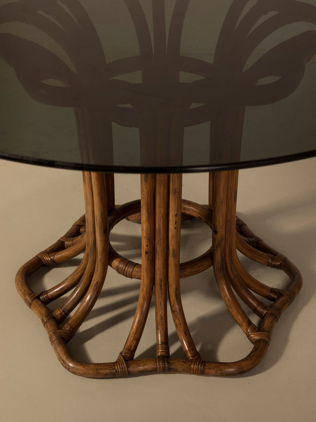 70s glass and bamboo table
