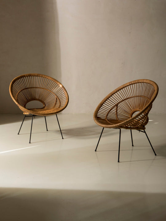 Pair of rattan armchairs from the 1960s