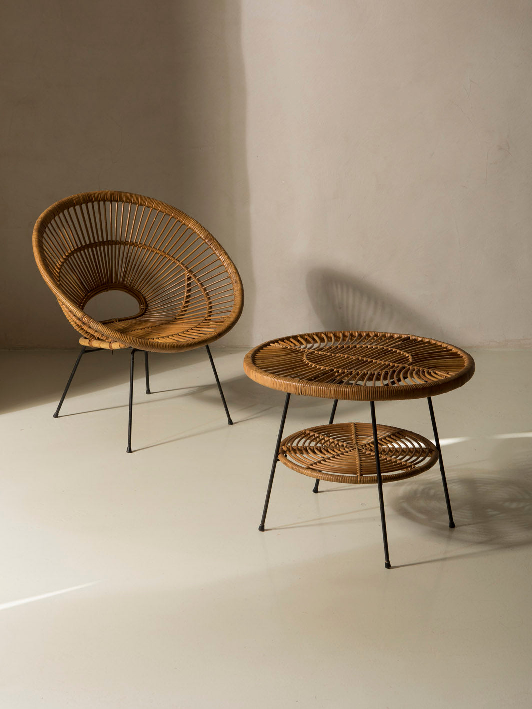 Pair of rattan armchairs from the 1960s