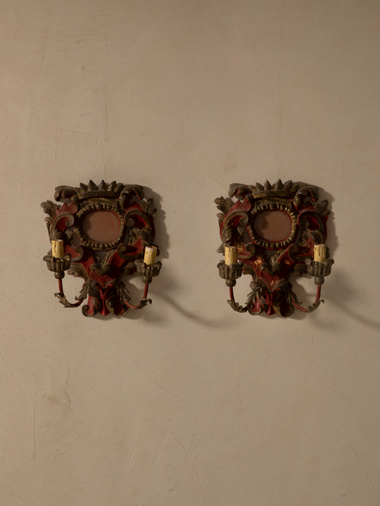 Pareja de apliques policromados s.XIX