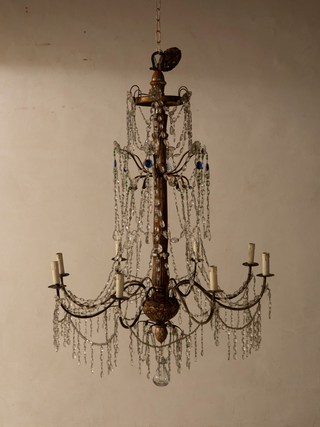 19th-century Genoese chandelier with blue stone