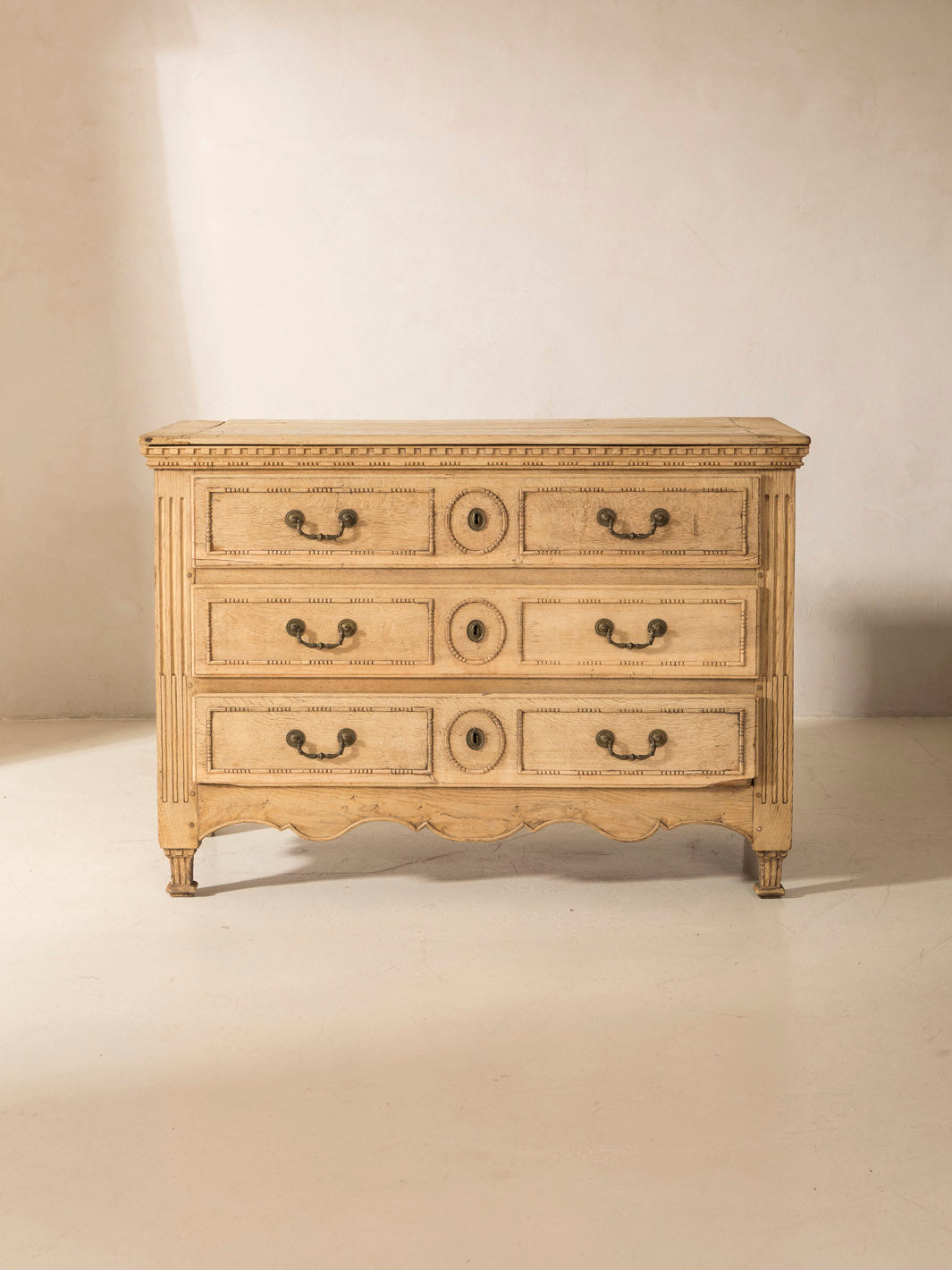 Liege chest of drawers 19th century washed chestnut