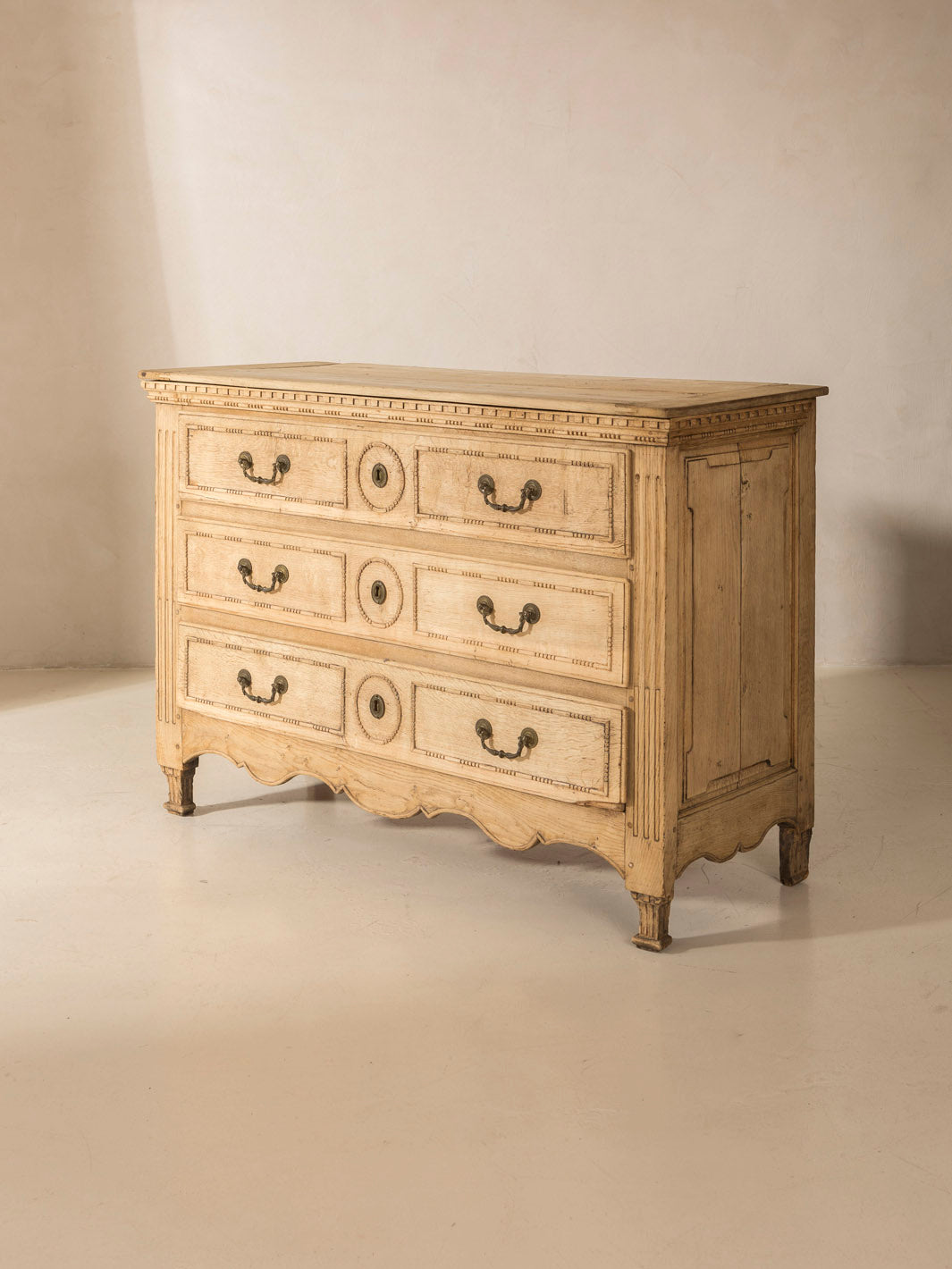 Liege chest of drawers 19th century washed chestnut