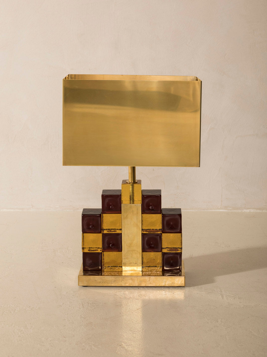 Lampe Carrés Murano et Laiton