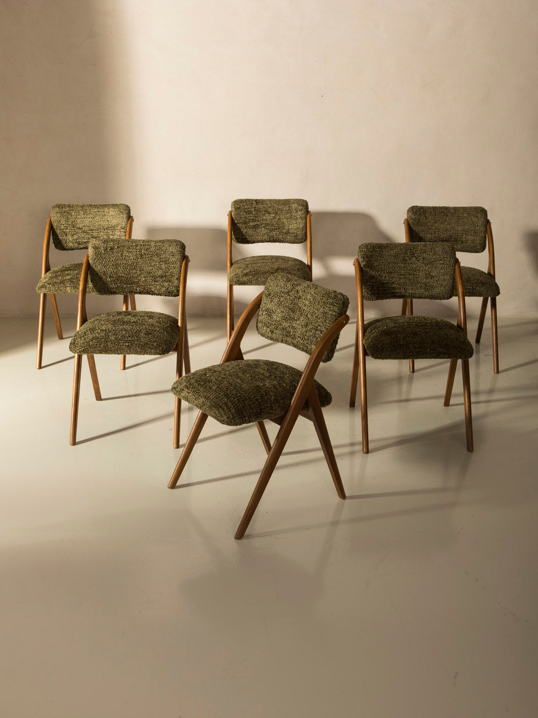 Italian green bouclé chair