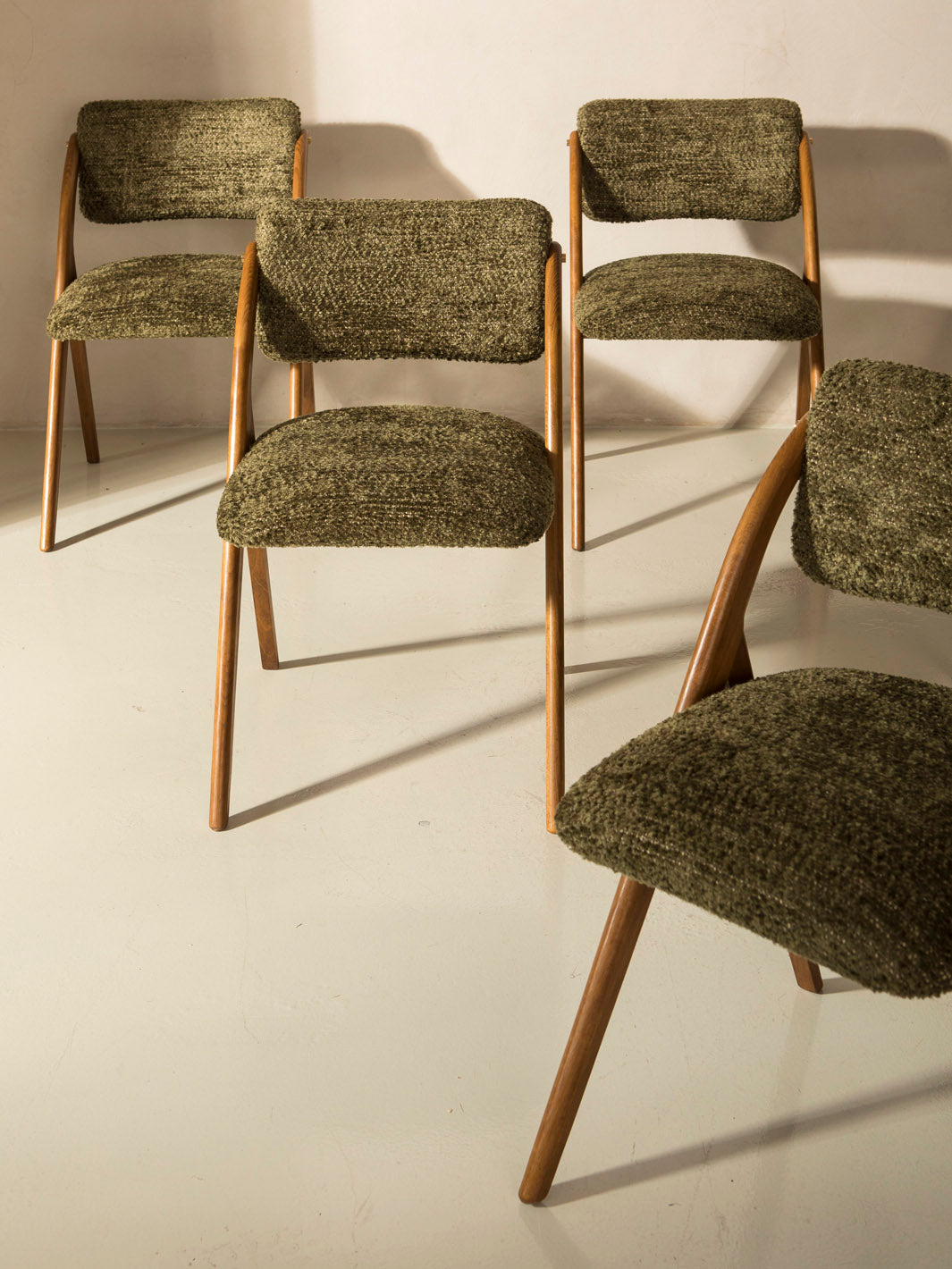 Italian green bouclé chair