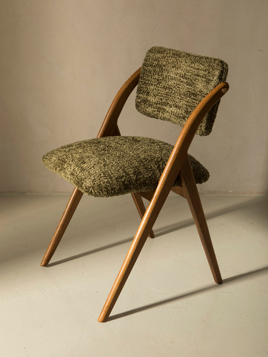 Italian green bouclé chair