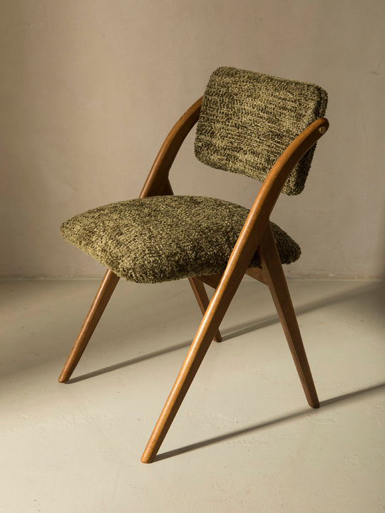Italian green bouclé chair