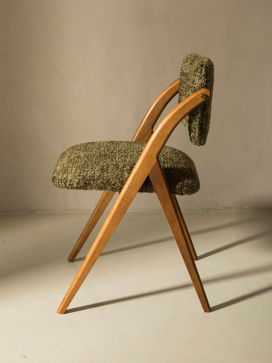 Italian green bouclé chair