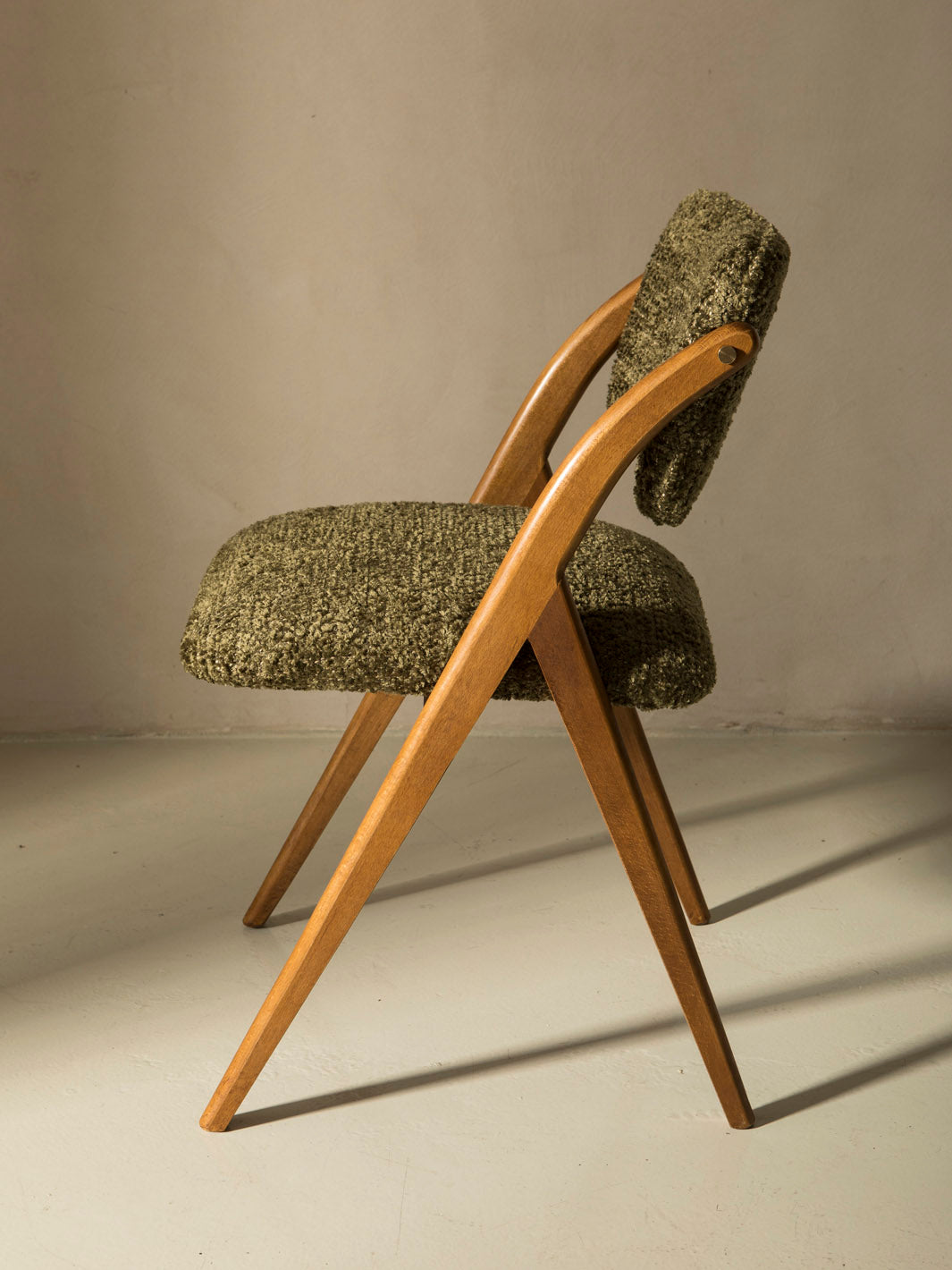 Italian green bouclé chair