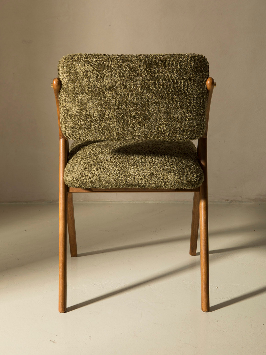 Italian green bouclé chair