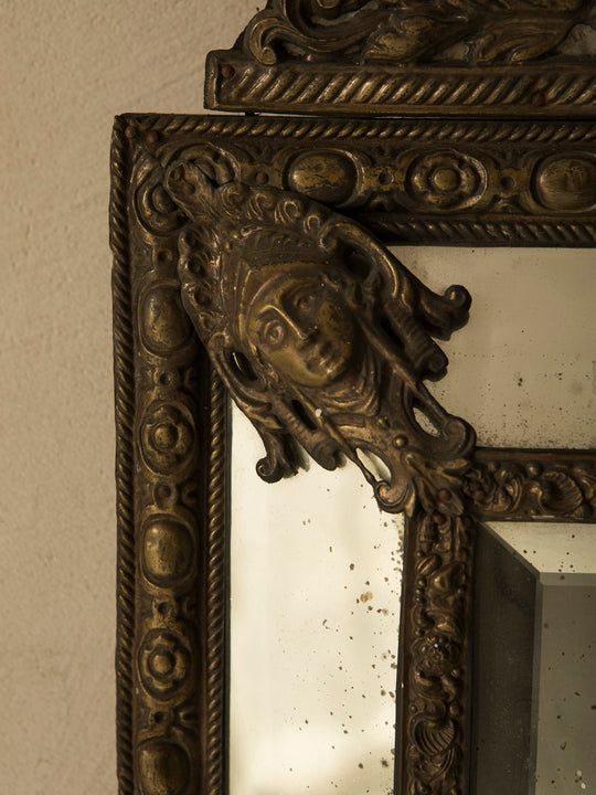 Pair of mirror & bronze Roma wall lights from the 40s