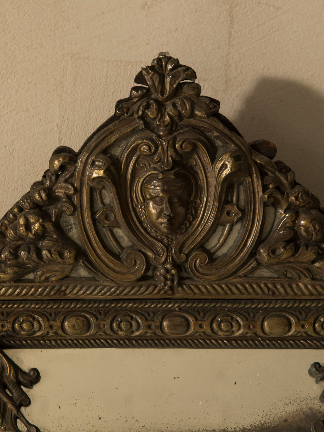 Pair of mirror & bronze Roma wall lights from the 40s