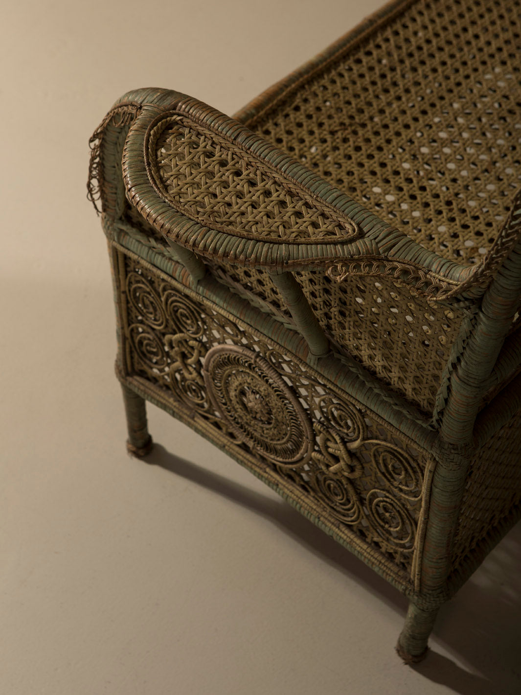 19th-century Parisian rattan bench
