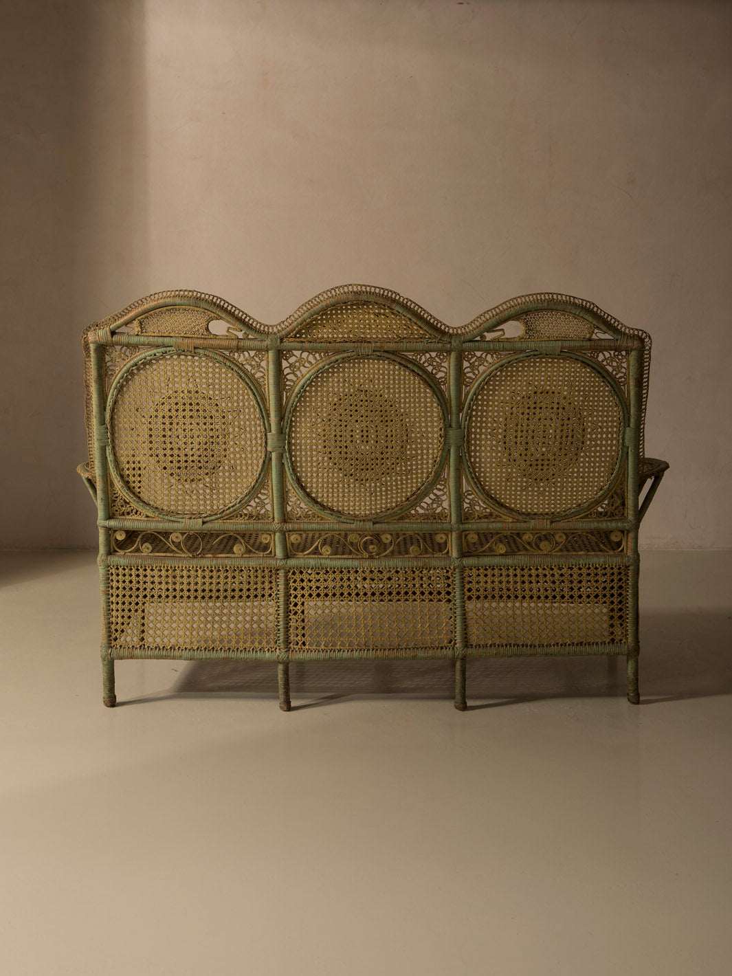 19th-century Parisian rattan bench